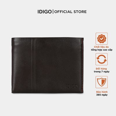 Ví nam da thật chữ nhật hoạ tiết đường kẻ dọc IDIGO MW1 - 5059