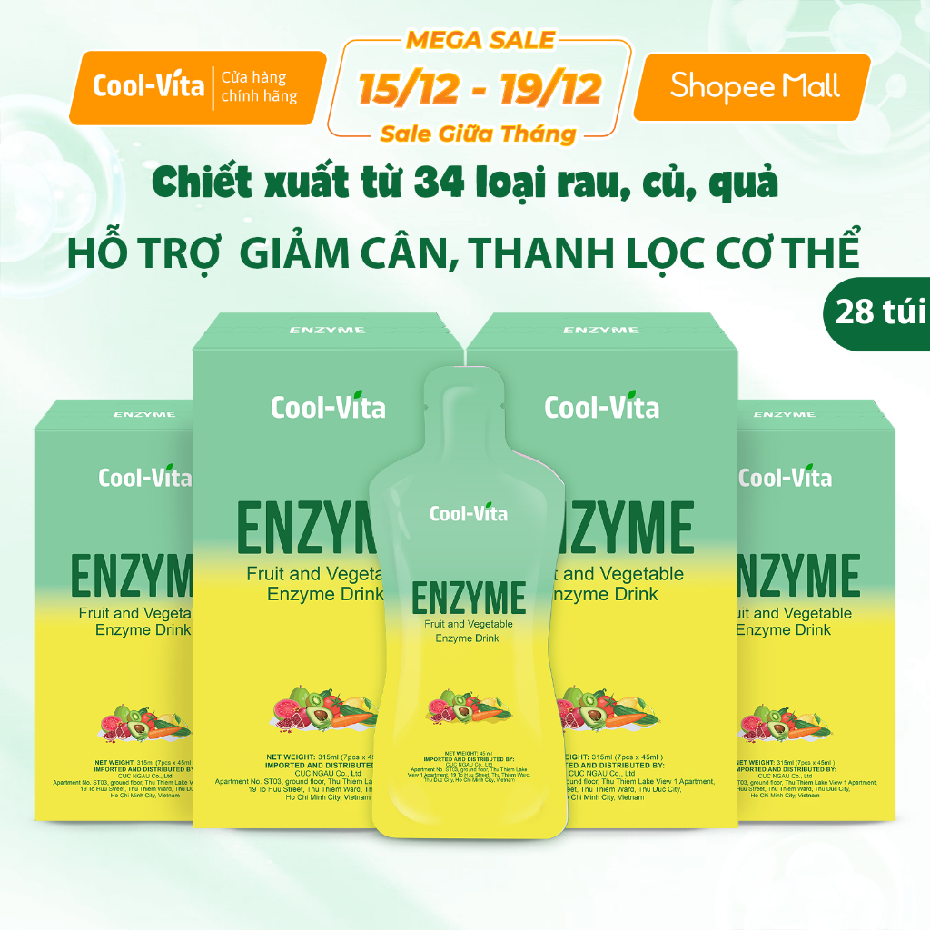 Combo 4 Hộp Nước Uống Enzyme Giúp Thanh Lọc Cơ Thể Slimkeep Hỗ Trợ Điều Chỉnh Cân Nặng Coolvita