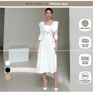  Đầm Xòe Tay Lỡ Phối Nơ Thời Trang Đi Làm Thanh Lịch BBSTORE'S -CSD1603