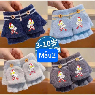 Găng tay dệt kim giữ ấm cho bé Găng tay nửa ngón mùa đông chobé trai bé gái từ 2-8tuổi