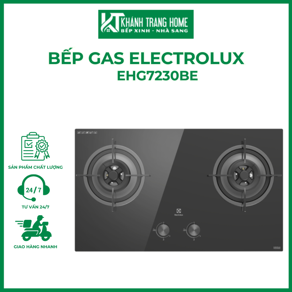 Bếp ga ELECTROLUX EHG7230BE Ganar 78cm với 2 mâm chia lửa công suất mạnh mẽ - Khánh Trang Home