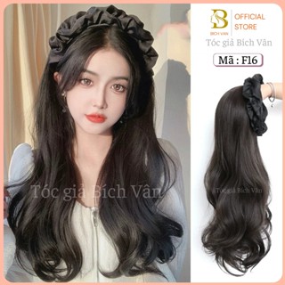 Tóc giả cài băng đô Bích Vân , cài nửa đầu tóc giả thời trang 55cm