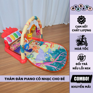 Thảm nằm chơi phát nhạc cho bé 9BABY mẫu khủng long đỏ