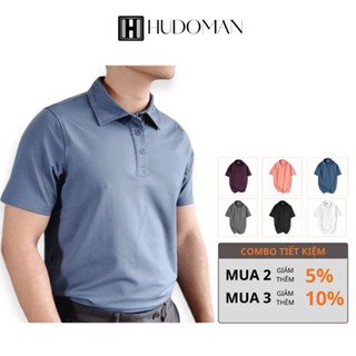 Áo thun polo nam trơn basic tay ngắn HUDOMAN form slimfit thể thao vải coolmax jersey chống nhăn, thoáng khí PL-0050