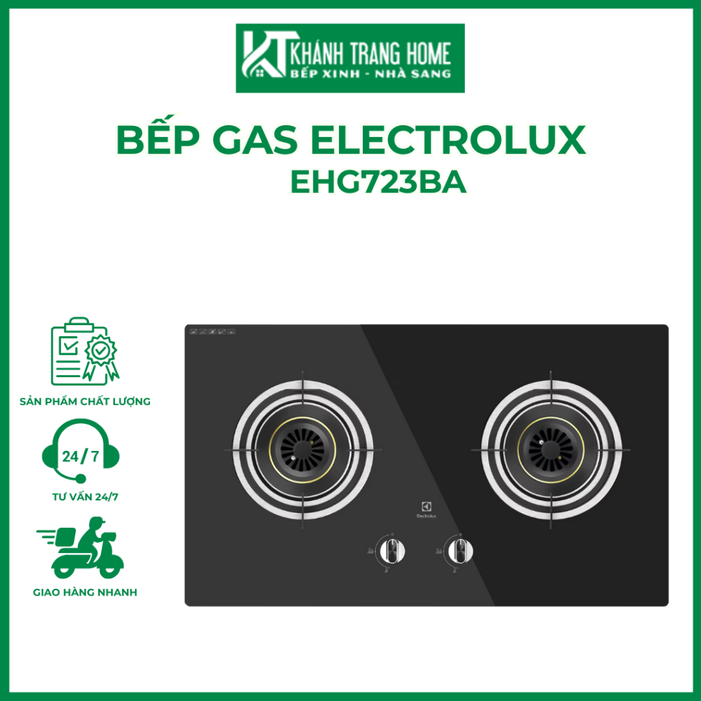 Bếp ga âm ELECTROLUX EHG723BA với 2 mâm chia lửa 78cm dạng điều khiển núm vặn - Khánh Trang Home