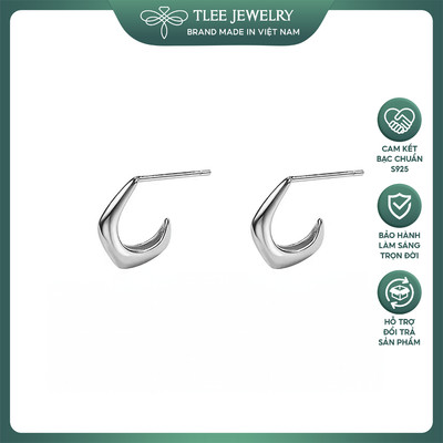 Bông tai bạc nữ TLEE móc cắt dát cá tính TLEE JEWELRY B0229