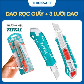 Dao rọc giấy cao cấp TOTAL THT522136 kèm 3 lưỡi dao chất liệu SK5, dùng cắt giấy, băng keo, bìa carton - [CHÍNH HÃNG]