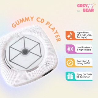  GUMMY CD PLAYER - Máy Nghe Nhạc Treo Tường Tích Hợp Loa Bluetooth Radio Có Bản Sạc Pin Portable - Grey Bear Gift Shop 