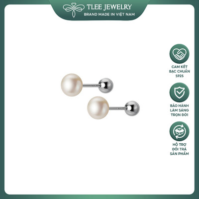 Khuyên tai bạc nữ TLEE trai chốt bi vặn xinh xắn TLEE JEWELRY B0205