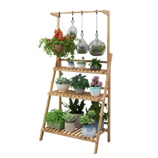 Kệ để chậu cây hoa ban công,trong nhà, kệ trưng bày, kệ sách tổng hợp.3 TẦNG gỗ tre thiên nhiên chống ẩm mốc