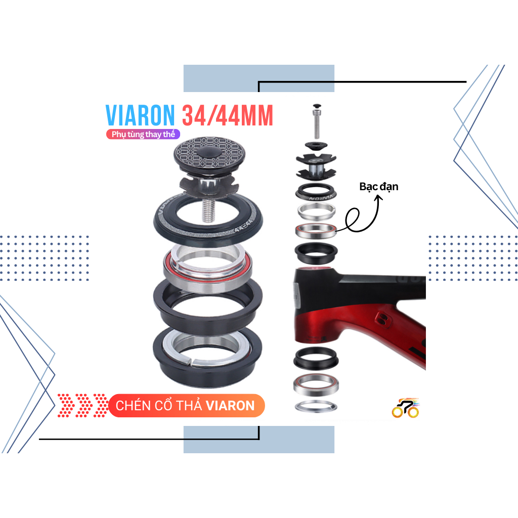 CHÉN CỔ XE ĐẠP - VIARON 34mm - CỔ THẢ - BẠC ĐẠN