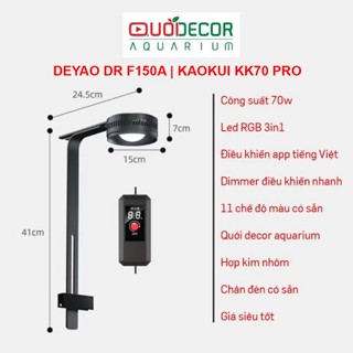 Đèn kaokui kk70 pro/ Deyao Dr 150 70w RGB chỉnh màu qua app và dimmer đỏ cá không đỏ nước | kk70w | Deyao DR 150