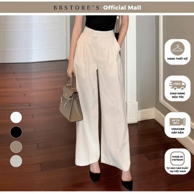  BBSTORE’S Quần Suông Công Sở Xếp Ly Ống Rộng Lưng Cao Hiện Đại - Q2119 