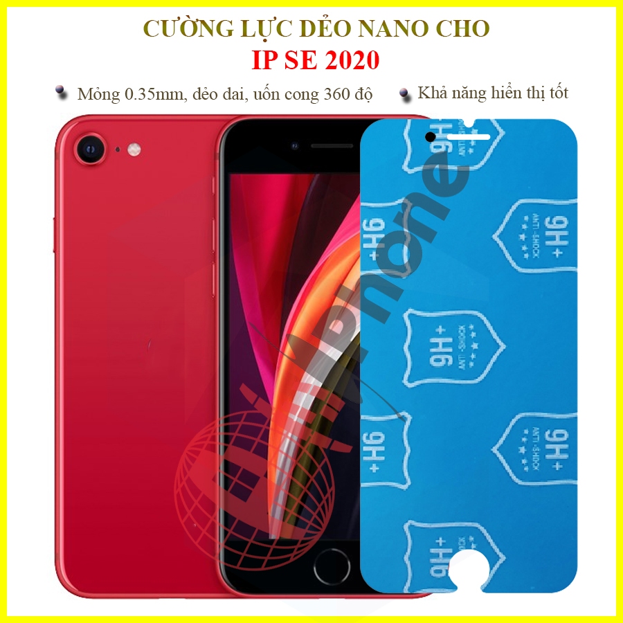 Dán cường lực dẻo nano trong hoặc nhám cho iPhone SE 2020