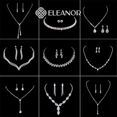 Dây chuyền bông tai nữ Eleanor Accessories bộ trang sức đính đá cô dâu phụ kiện trang sức 8848