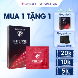 Bao cao su gai Longrex Intense nhiều gân gai, siêu mỏng nhiều gel bôi trơn tăng cảm giác, gốc nước size 52mm LR06