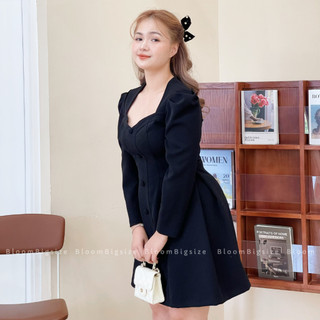 Váy Đầm Bigsize Dài Tay Cổ Vuông Chần Chỉ Siêu Tôn Dáng (Size L đến 4XL)