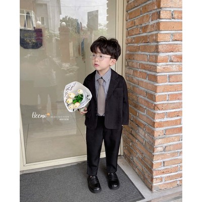 Set vest cổ ve 4 chi tiết Beemo phối nắp túi vải chéo hàn mặc đi học, đi chơi, sự kiện cho bé từ 9-24kg 4501SDB