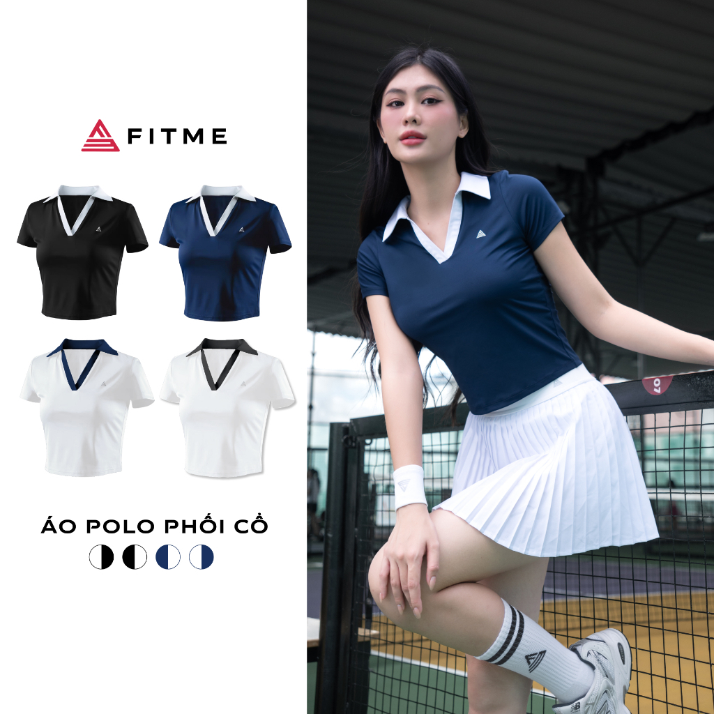 Áo polo thể thao nữ Fitme GOC phối cổ chất liệu co giãn chơi pickleball cầu lông, tennis ABPL01 | BigBuy360 - bigbuy360.vn
