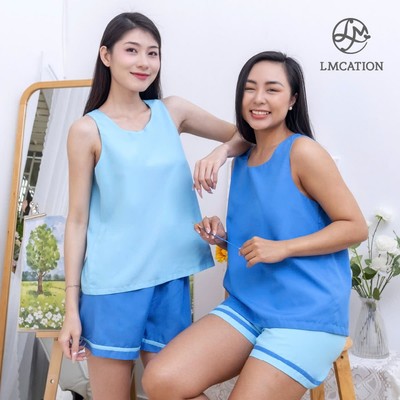 BST Siêu tiết kiệm - Áo kiểu LMcation Laura  (2 lớp 2 màu) - Xanh dương nhạt và đậm