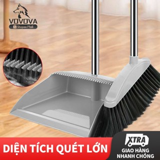 VOVOVA Chổi quét cán dài bằng nhựa, bộ chổi quét nhà nhựa quét nhà,lọc lông tóc chổi cước quét nhà