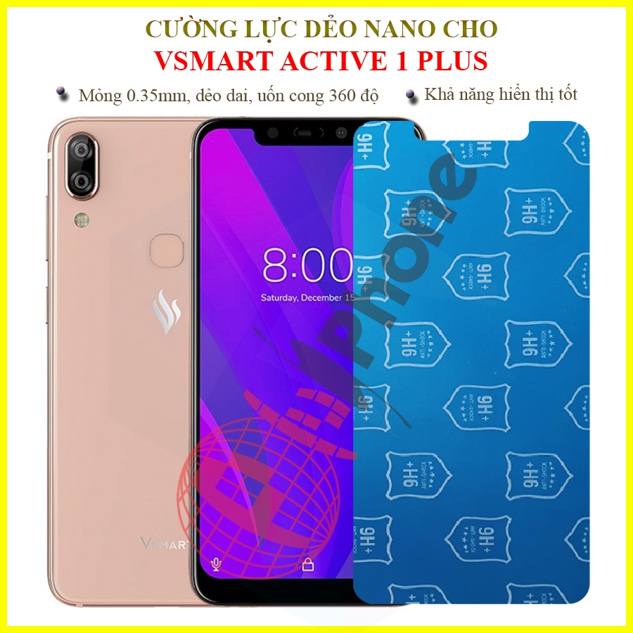 Dán cường lực dẻo nano trong hoặc nhám cho Vsmart Active 1 Plus