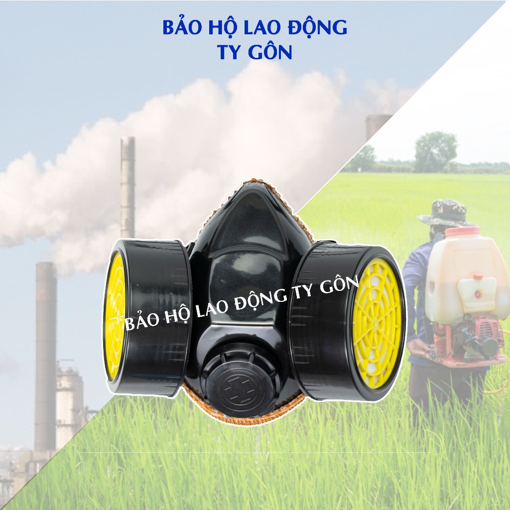Mặt nạ than hoạt tính phòng hơi, khí độc 2 loại phin lọc