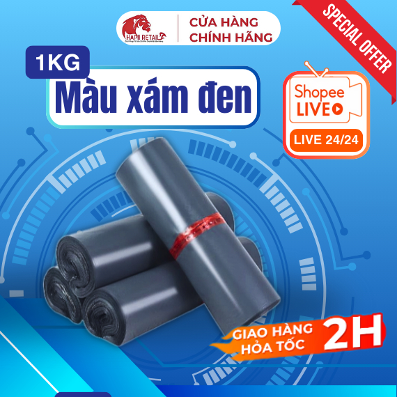 [1Kg Màu Xám Đen] Túi Gói Hàng Niêm Phong Tự Dính Đóng Hàng Đủ Size Loại Dày 3 Lớp