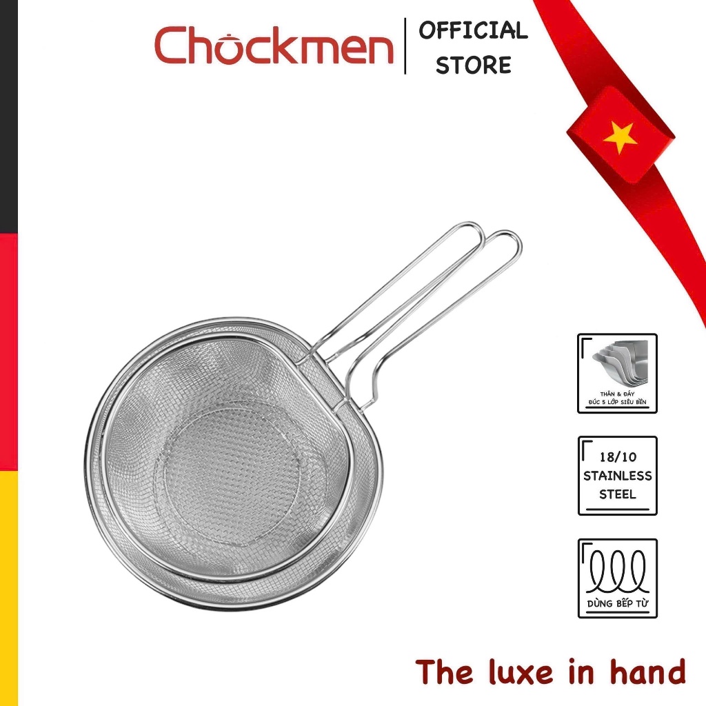 Vợt Trụng Nhúng Lẩu KINSGEM by CHOCKMEN Inox 304 Vớt Chiên 15cm Trụng Bún Phở Rổ Chiên Rán Ngập Dầu