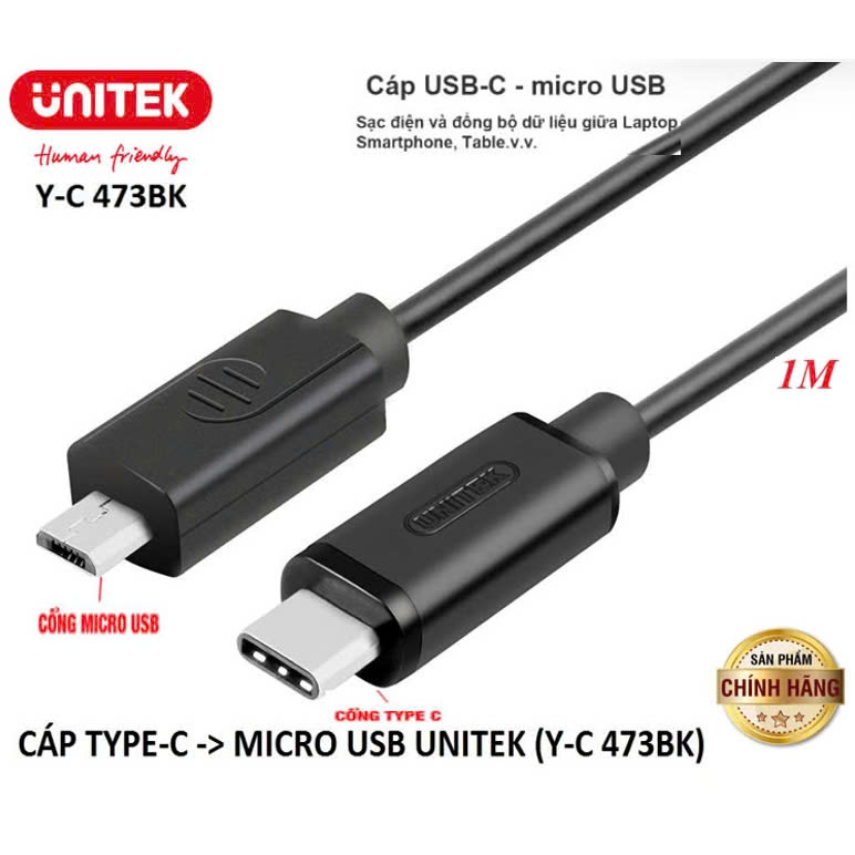 [Mã ELMS10 giảm 6% đơn 50K] Cáp USB C to Micro / Mini USB Ugreen 50445 US242 Unitek YC-473BK