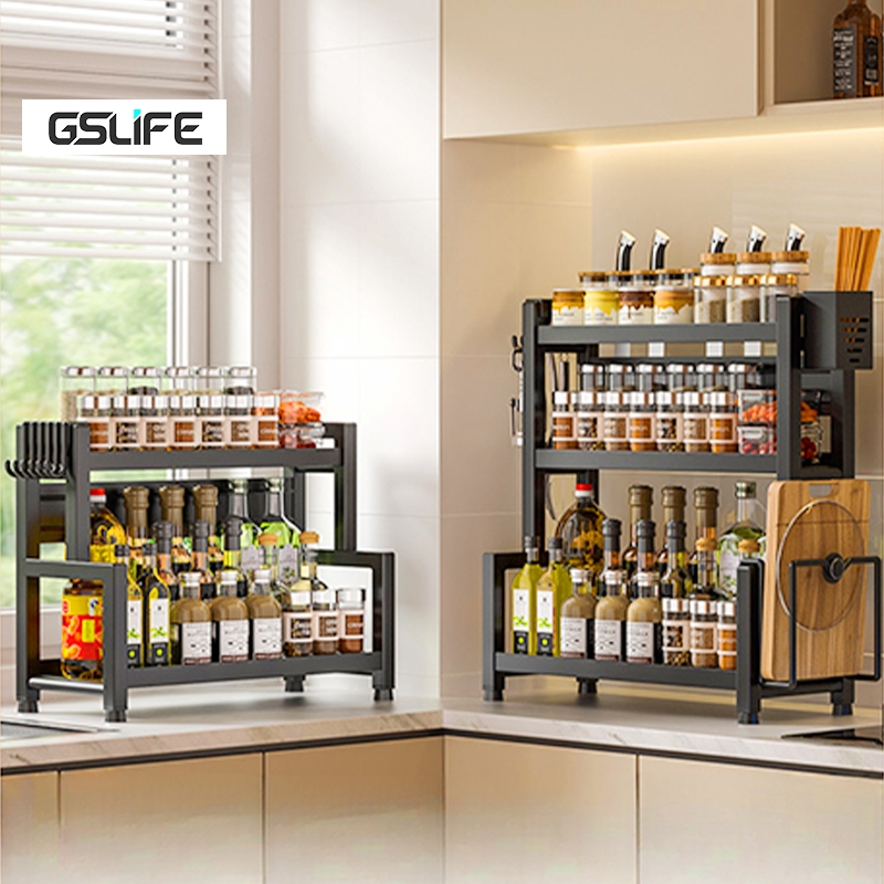 Gslife Kệ Đựng Gia Vị 2/3 tầng sơn tĩnh điện chống gỉ Có thể đặt thớt đũa bát