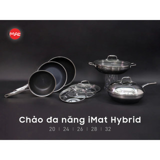  Chảo xào đa năng iMat Hybrid Blackcube phủ chống dính gốm Ceramic lòng đen size 20,24,26,28,32 cm  