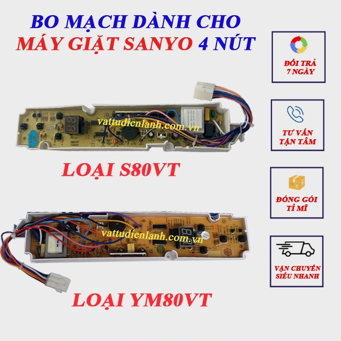 BO MẠCH DÀNH CHO MÁY GIẶT SANYO 4 & 6 NÚT
