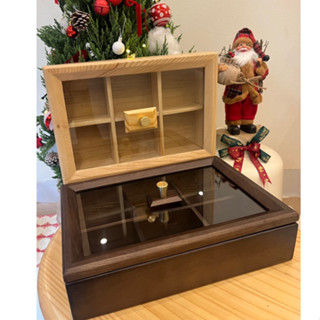  Khay gỗ sồi đựng bánh kẹo,khay đựng mứt Tết nắp kính thuỷ tinh 