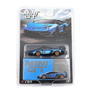 Xe Mô Hình Lamborghini Aventador SVJ 63 Blu Aegir 1:64 MiniGT - Bảng Card