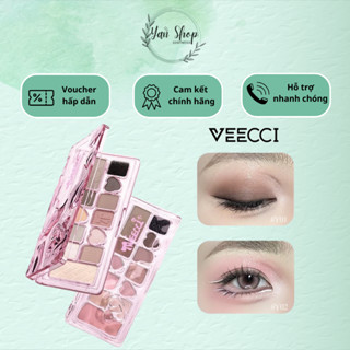 Bảng Phấn Mắt VEECCI 11 Ô Ballet Nơ Lụa Hồng Đen, Có Kèm Mút Vệ Sinh Cọ Tiện Lợi, Đa Năng