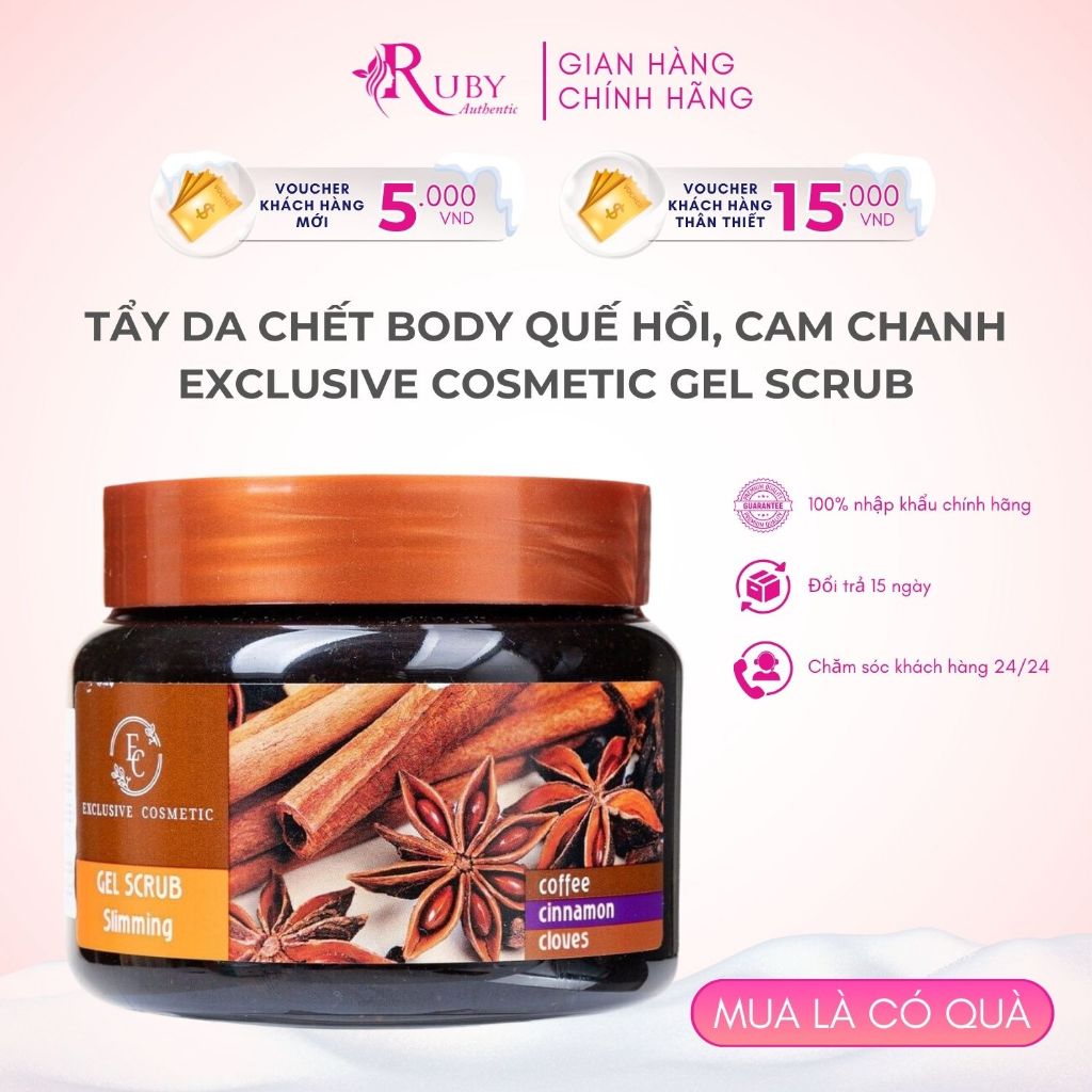 Tẩy Da Chết Body Quế Hồi, Cam Chanh Exclusive Cosmetic Gel Scrub