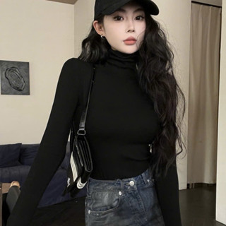 Áo Thun Nữ Tay Dài Cổ Lọ Màu Trơn Chất Thun Lụa Co Giãn Tốt Mịn Mát  A33