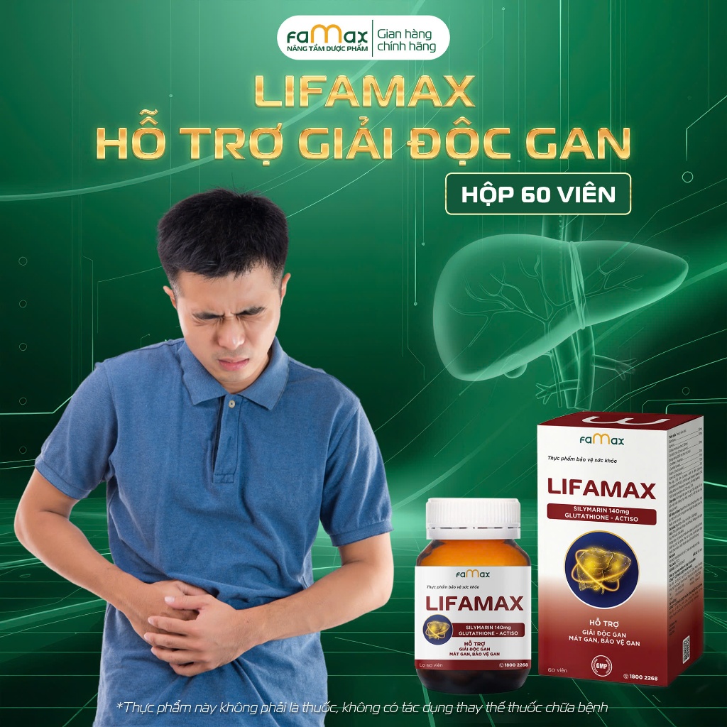 [Bảo Hành] Hộp 60 viên Lifamax hỗ trợ giải độc gan, mát gan và bảo vệ gan