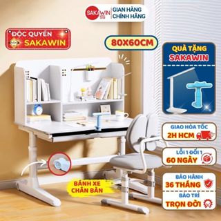 Bàn học cho bé Sakawin BV52 size 80cm Điều chỉnh độ nghiêng mặt bàn Nâng hạ chiều cao tay quay Chân bàn cải tiến bánh xe