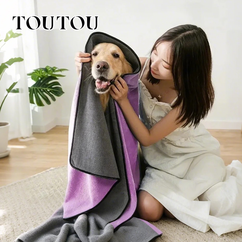 Khăn Tắm Chó Mèo TOUTOU Chất Vải Khô Nhanh Sợi Mềm Thấm Nước TIện Lợi Cho Cửa Hàng Thú Cưng An Toàn