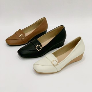 [shop giay minh thu] Giày buppe da thật mũi vuông phối khóa MT841