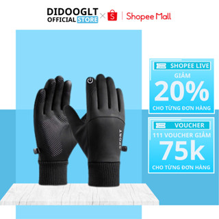 Găng tay nam mùa đông Didooglt chống nước cảm ứng giữ ấm đi xe máy mùa đông cảm ứng điện thoại lót nỉ lông