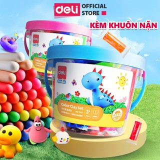  Đất nặn đất sét nhiều màu Deli Chất liệu an toàn có khuôn kèm 12 màu 01 hộp nhựa có quai xách đồ chơi cho bé phát triển 