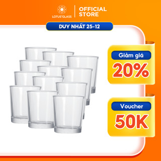Bộ 12 cốc uống trà nóng thủy tinh LOTUS GLASS VTC75 trong suốt cao cấp, an toàn
