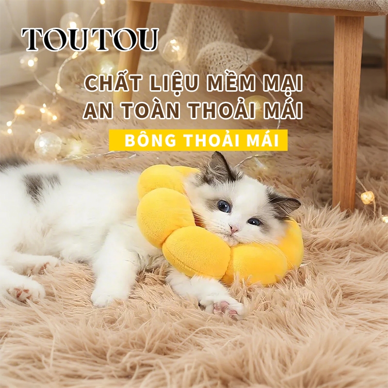  Gối Chống Liếm TOUTOU Vòng Đeo Cổ Dành Cho Chó Mèo Bông Gòn Mềm Mại Có Size XS  S  M  L Dễ Dàng Vệ Sinh 