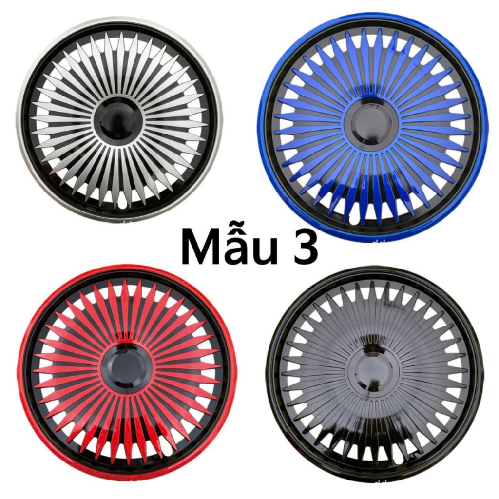 Combo 4 ốp lazang Vinfast VF3 VF5 size 16 inch, ốp mâm cho các dòng xe ô tô bánh 16inch, tự lắp đặt 