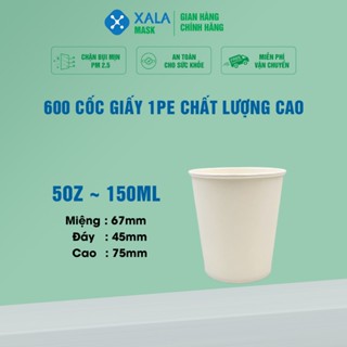 600 cốc giấy dùng 1 lần XALA 5oz 150ml ly giấy nhập khẩu Hàn Quốc dùng văn phòng hội nghị nhà xưởng