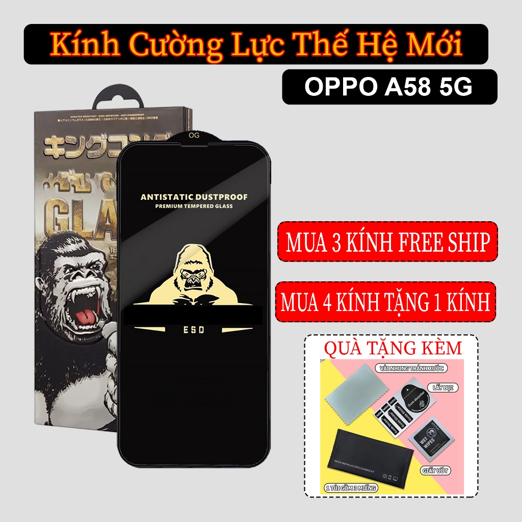 Kính cường lực full màn dành cho Oppo A58 5G - V CASE