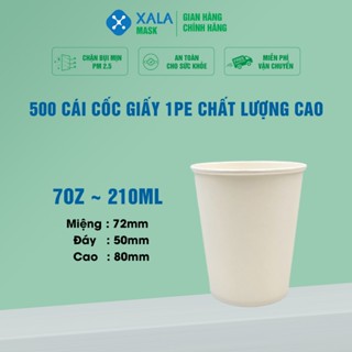  500 cái Cốc giấy dùng một lần 7oz 210ml XALA Ly giấy uống nước dùng cho văn phòng quán ăn sự kiện 